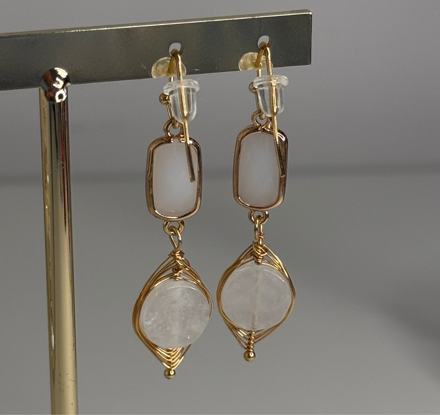 Rose quartz oorbellen