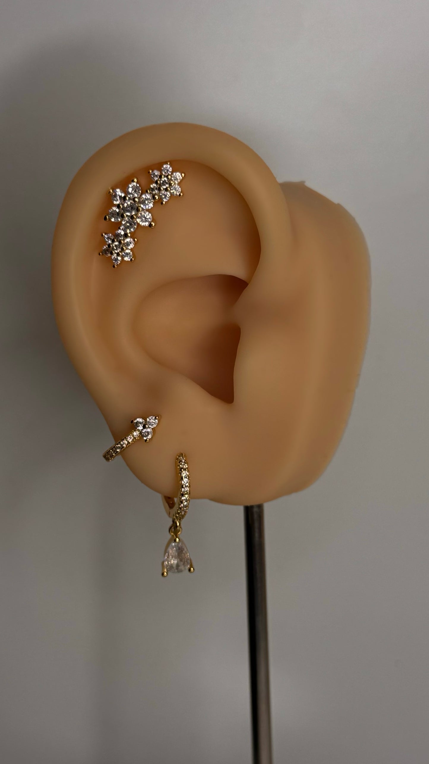 Gouden diamant 3 delig oorbel set