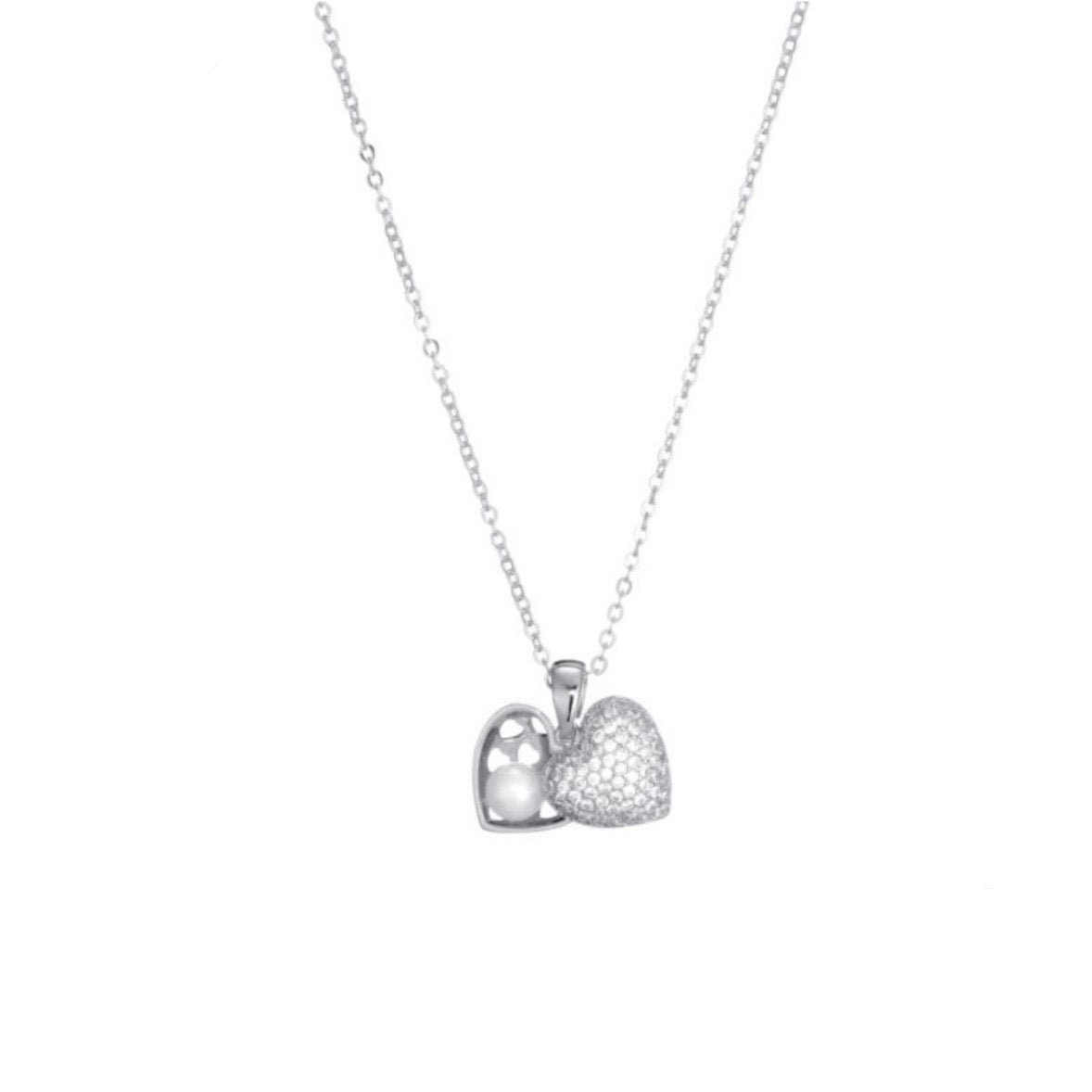 Hart parel ketting zilver