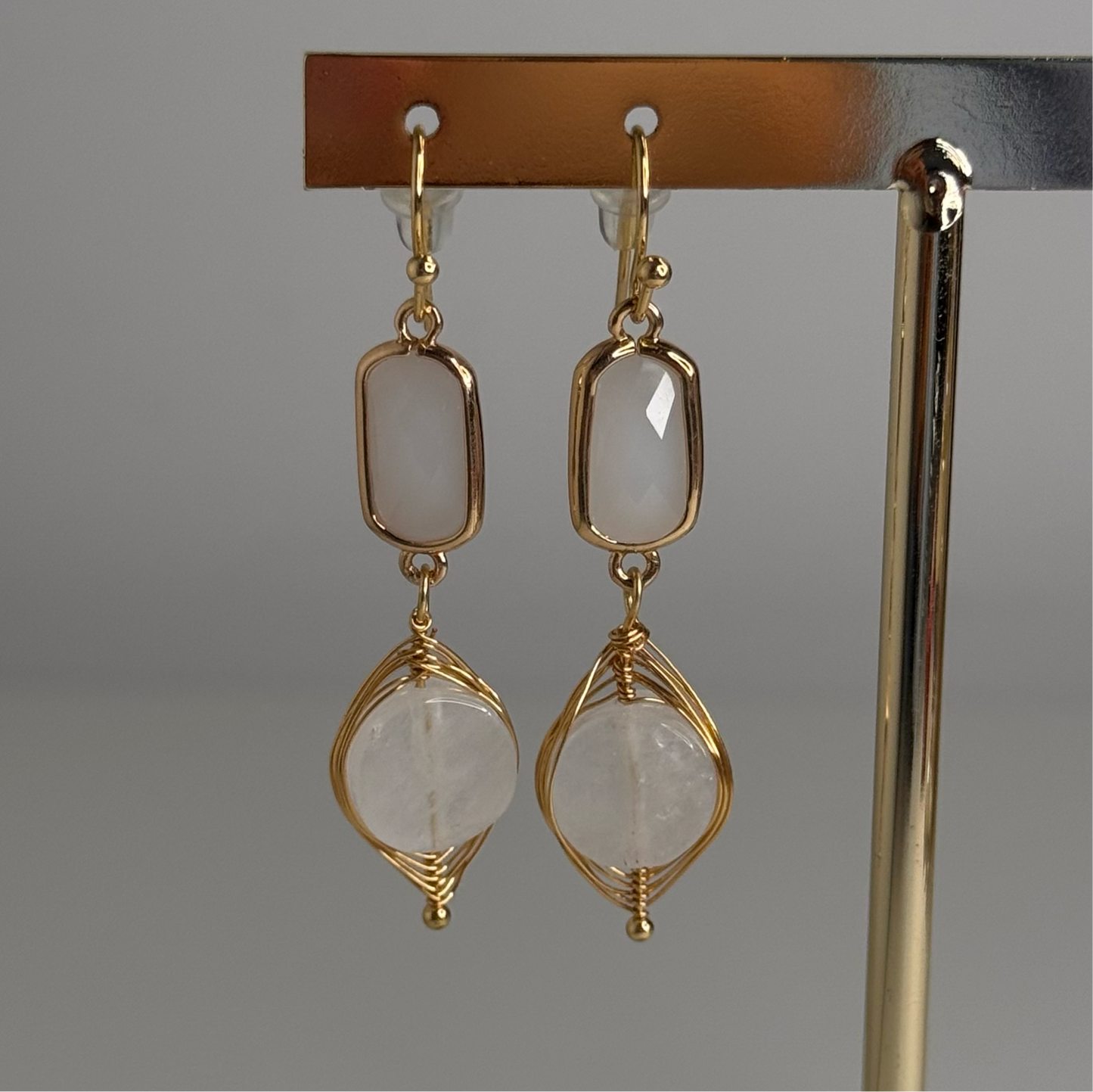 Rose quartz oorbellen