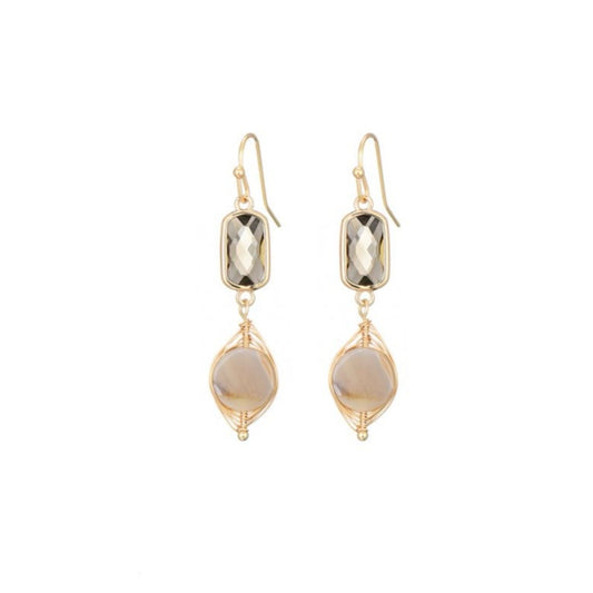 Grey agate oorbellen